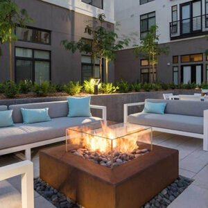 Corten Steel Gas Fire Pit Burner - Commercial Grade for Restaurant Patios