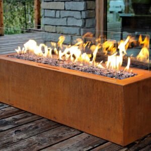 Corten Steel Gas Fire Pit Burner - Commercial Grade for Restaurant Patios