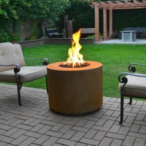 Weathering Steel Built-in Gas Fire Pit - Custom Size for Landscape Contractors