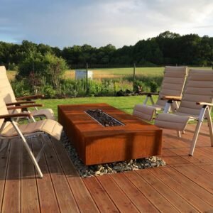 Rustic Corten Steel Gas Fire Pit for Garden Design