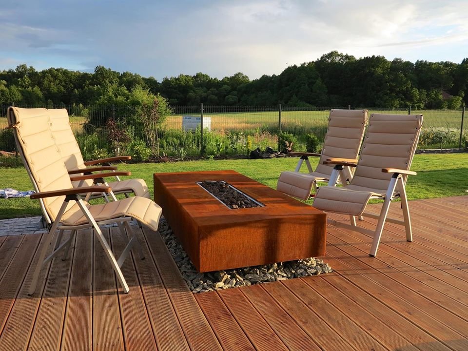 Rustic Corten Steel Gas Fire Pit for Garden Design