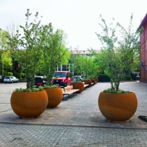 Corten Steel Globe Planter