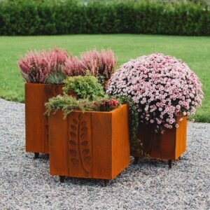 Corten steel garden pot