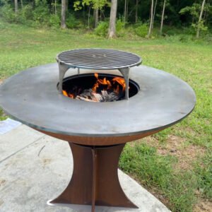 BBQ fire pit with cooktop